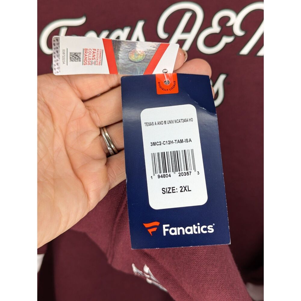 NWT Fanatics Texas A&M Sweatshirt Wms Sz 2XL Aggies Maroon White Logo College - Picture 5 of 9